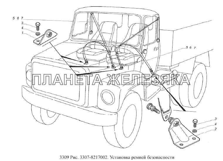 Установка ремней безопасности ГАЗ-3309 (Евро 2)